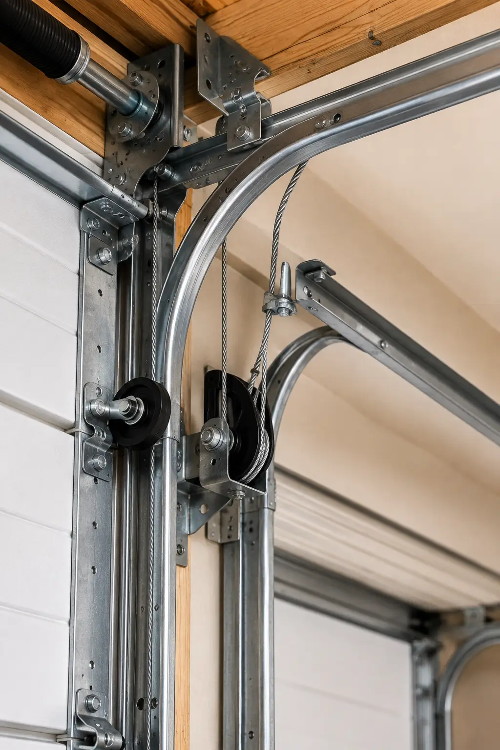 Garage door cable roller and track repair in Detroit
